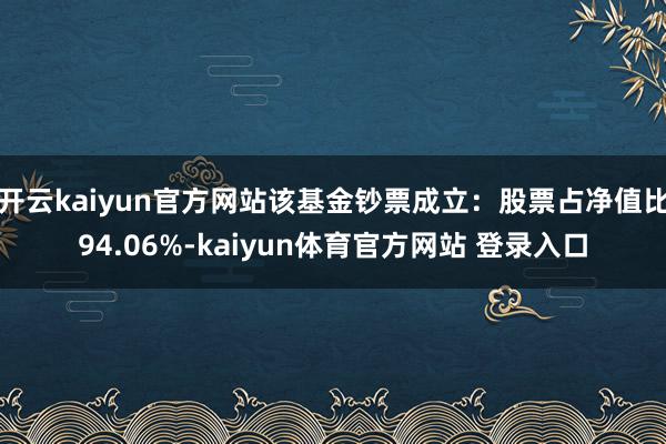 开云kaiyun官方网站该基金钞票成立：股票占净值比94.06%-kaiyun体育官方网站 登录入口