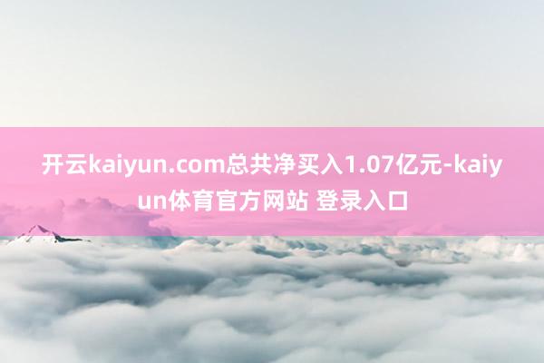 开云kaiyun.com总共净买入1.07亿元-kaiyun体育官方网站 登录入口